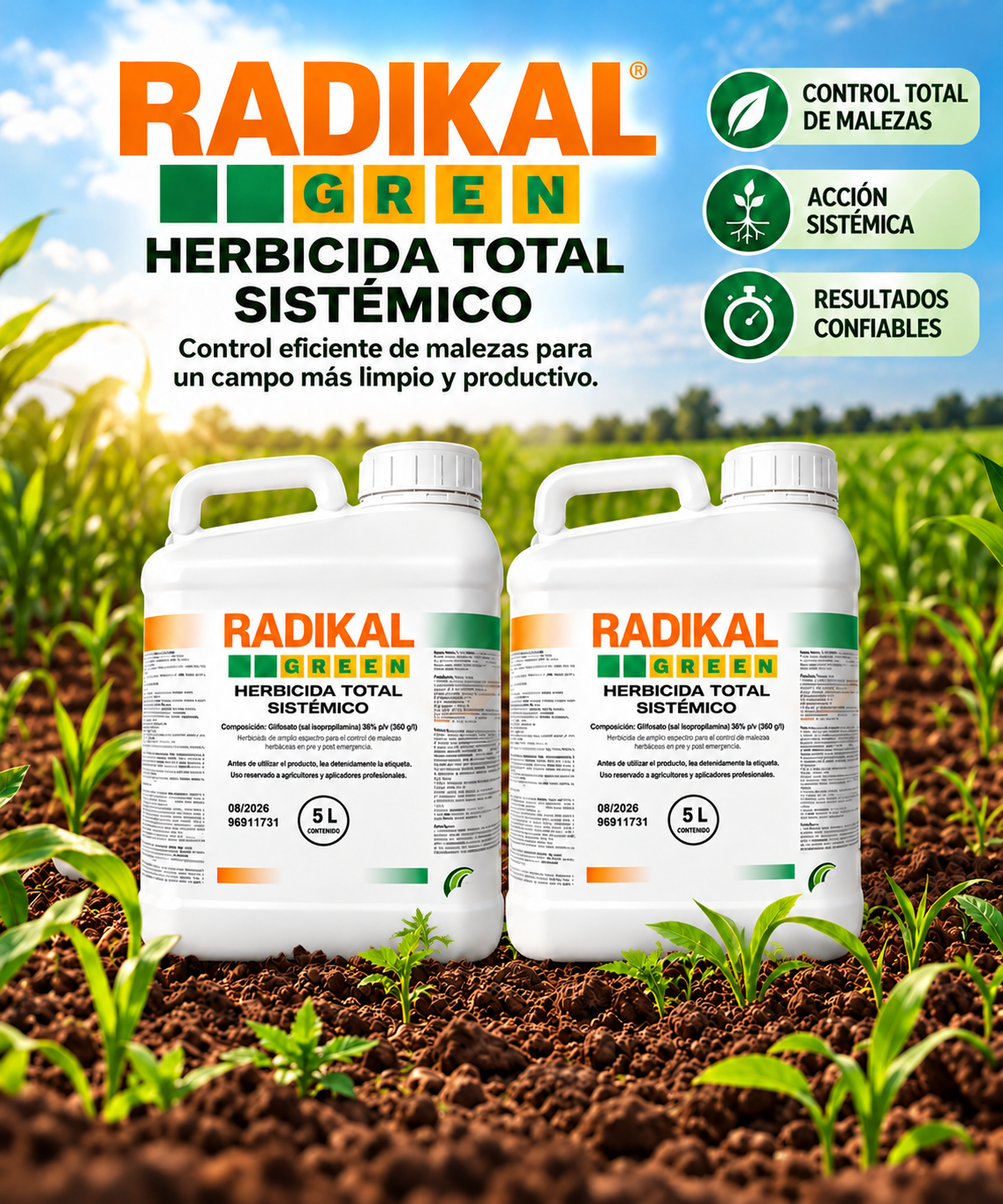 Désherbant Radikal 2x5L Herbicide tous jardins