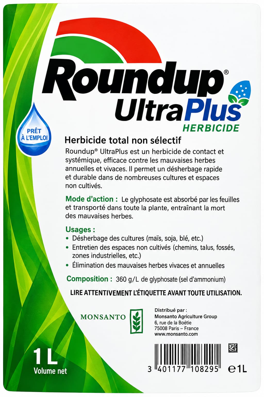ROUNDUP Ultraplus 2x1L Desherbant Glyphosate